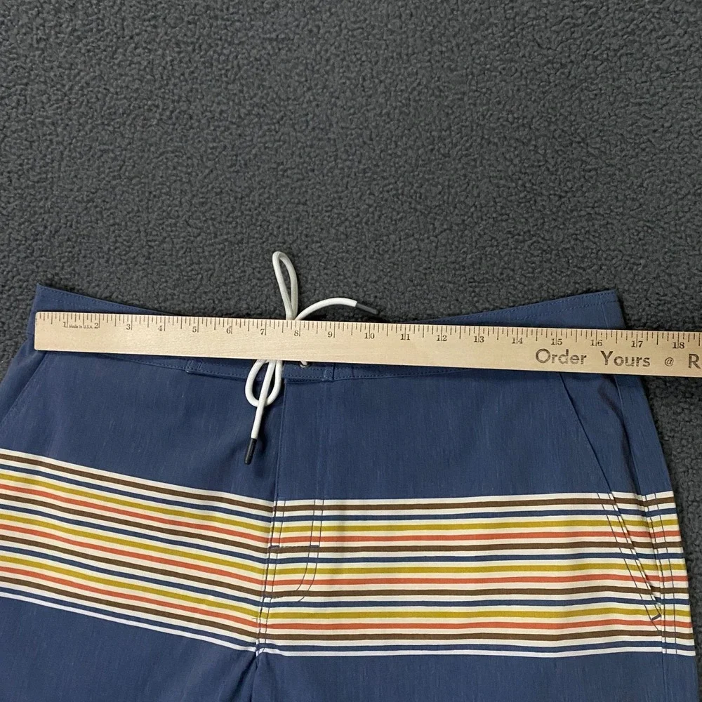 Katin Roam‎ Hybrid Trunk Mens 32 Blue Striped Stretch Board Shorts Swim NWT
